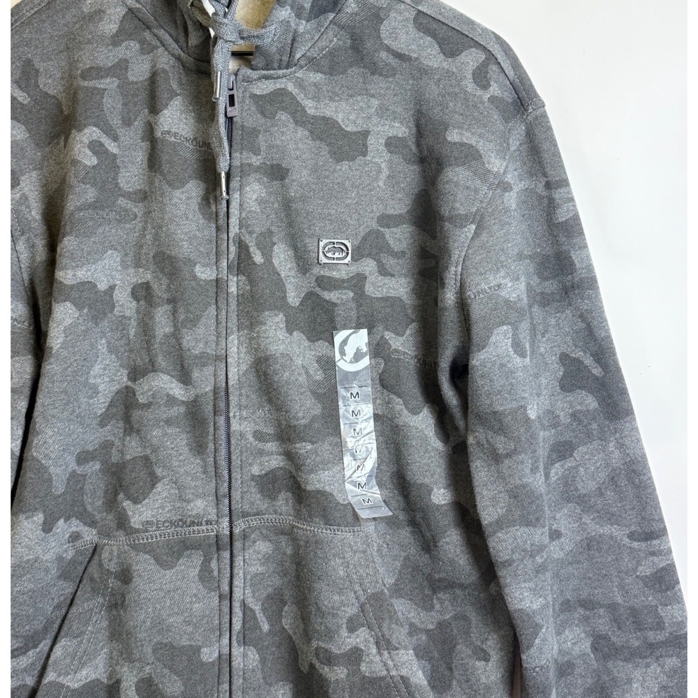 Ecko Unltd Mens Gray Camo Full Zip Hoodie Sweatshirt Fleece Lined Medium NEW - Picture 3 of 11